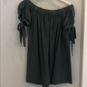 Green linen dress